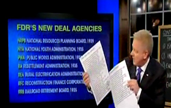 "A comparison of the government agencies created in FDR's New Deal to Obama's massive number of agencies for JUST the health care bill - it is obscene! It should make you choke."  