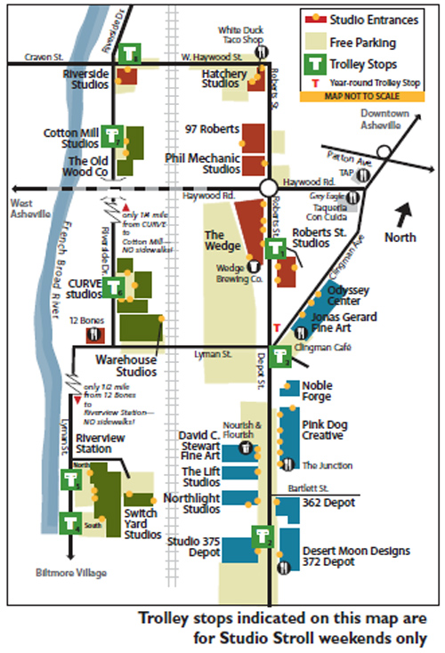 This unique neighborhood along the French Broad River is home to more than 165 artists with working studios located in 18 turn-of-the-century industrial buildings.  