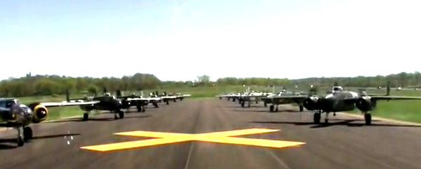 B-25J 'Pacific Princess' and crew participates in the largest gathering of B-25's since WWII for the 68th Doolittle Raiders Reunion held April 17th & 18th, 2010 at USAF Museum, Wright Field Dayton OH. 17 B-25's formed up for a fly-over the Doolittle Memorial ceremony. 8 Doolittle Raiders of the original 79 remain, 4 were able to attend the 2010 event. Air to Air shots filmed from the tailgunner seat of 'Pacific Princess', ship # 2 in the 17 ship formation by VictoryGirl.com